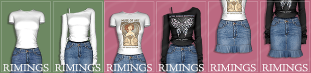 Галерея мода Сет одежды Daily Tee & Denim Skirt Set #2